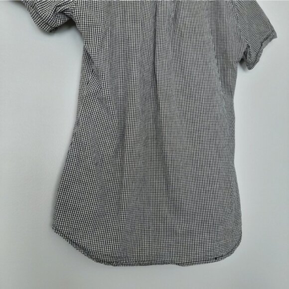 AMERICAN APPAREL Black & White Short Sleeve Gingham Button Down Shirt Top Sz XXS - Picture 11 of 11